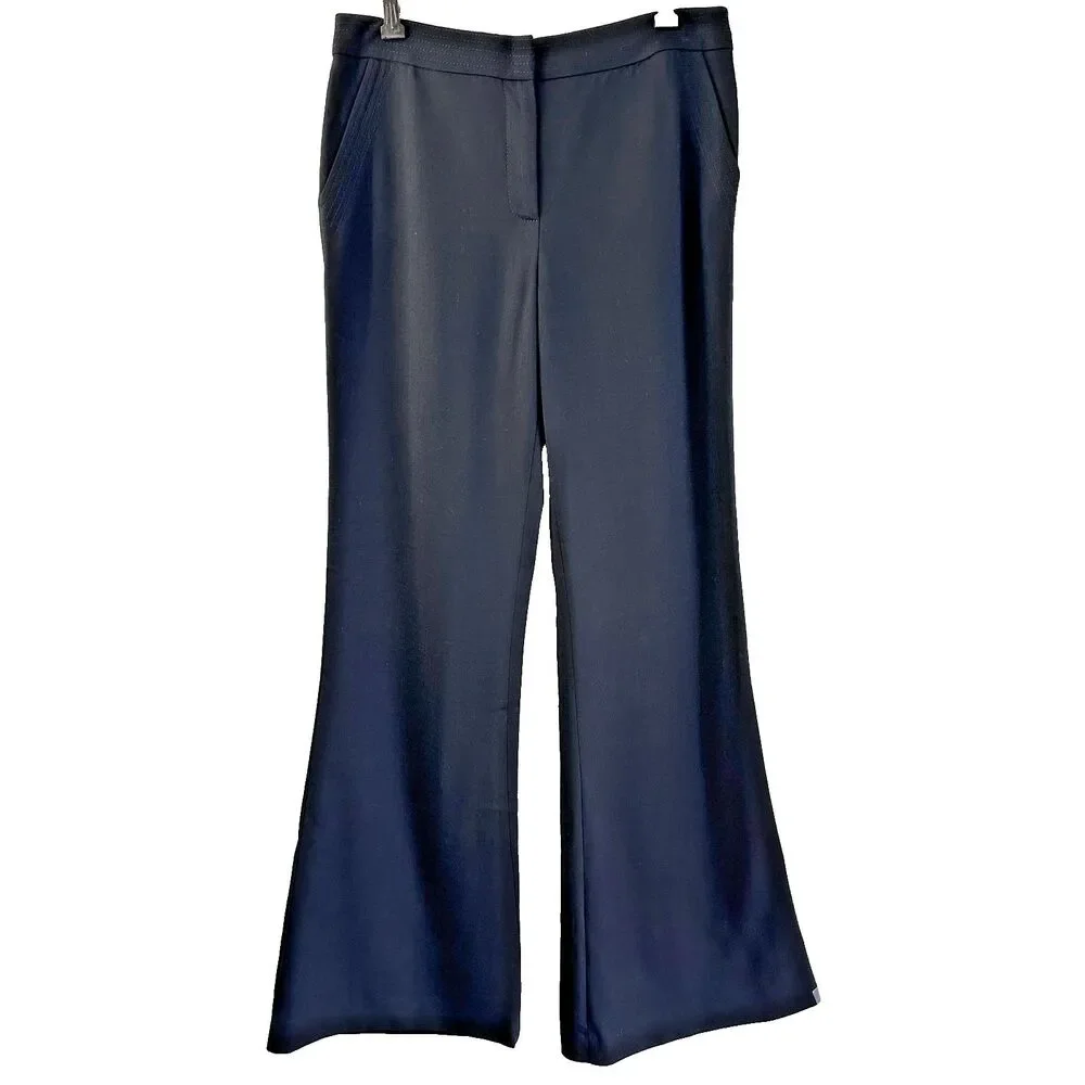 Jaeger London Women's Black Wool Flared Pants Sz 10